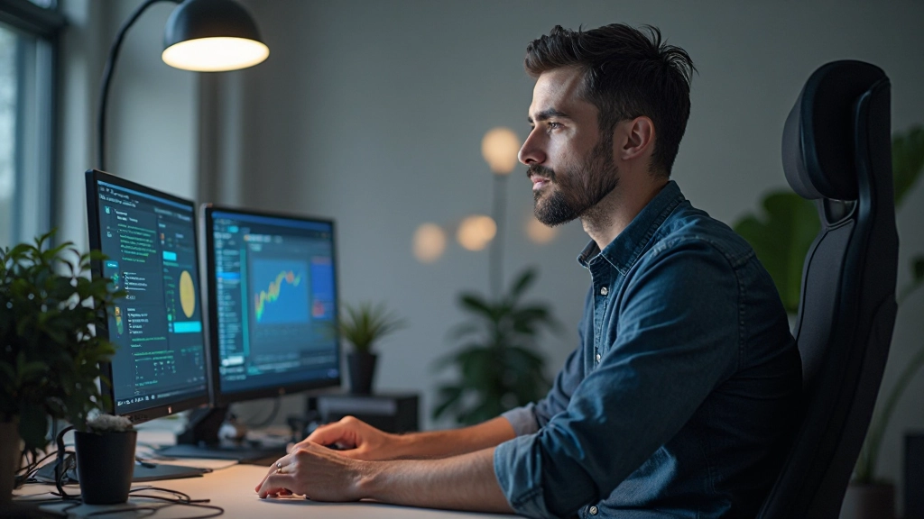 Entwickler testet Barrierefreiheit mit verschiedenen Accessibility-Tools auf mehreren Monitoren